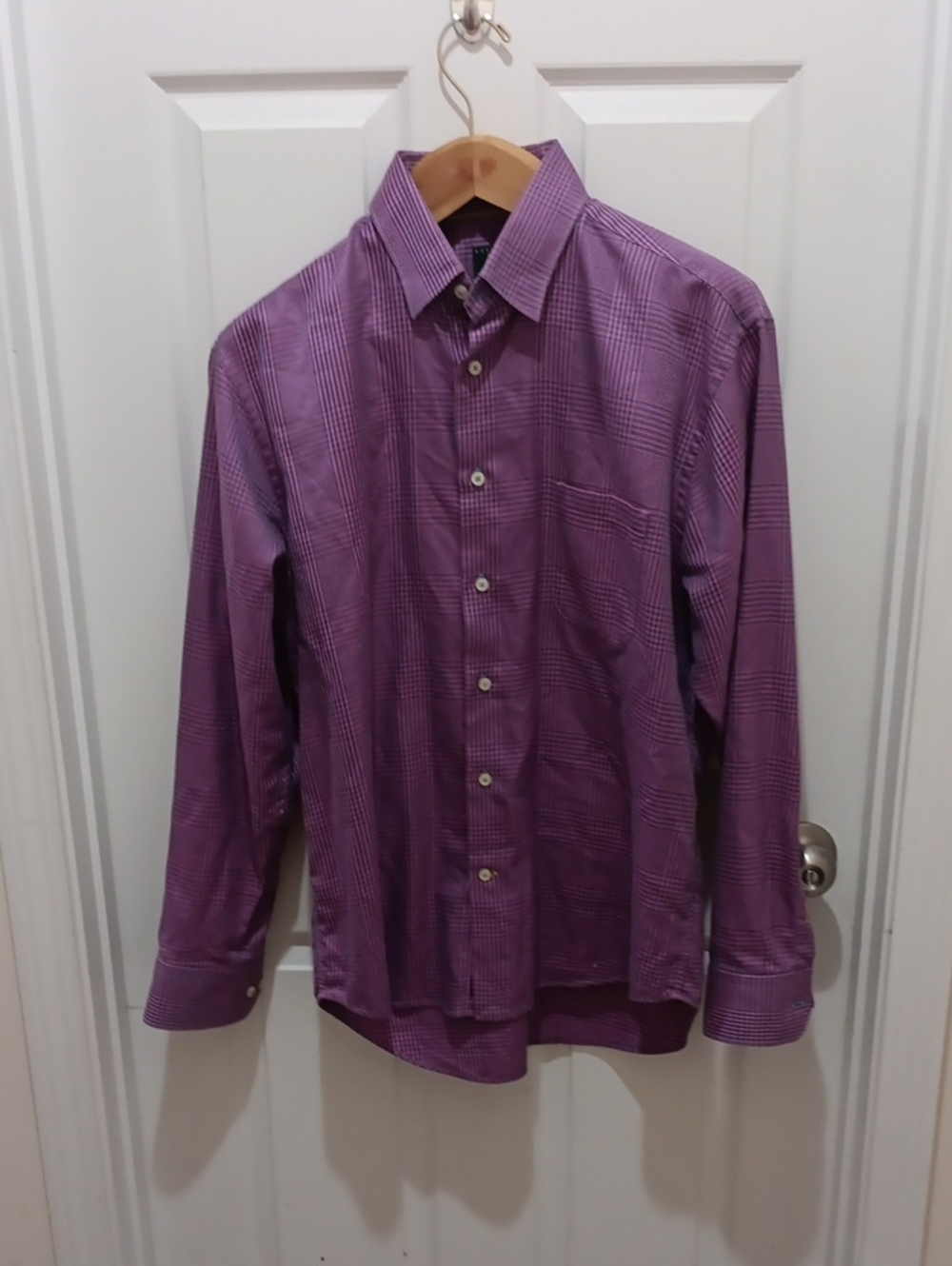 Robert Talbott Purple Plaid Long-Sleeve Dress Shirt